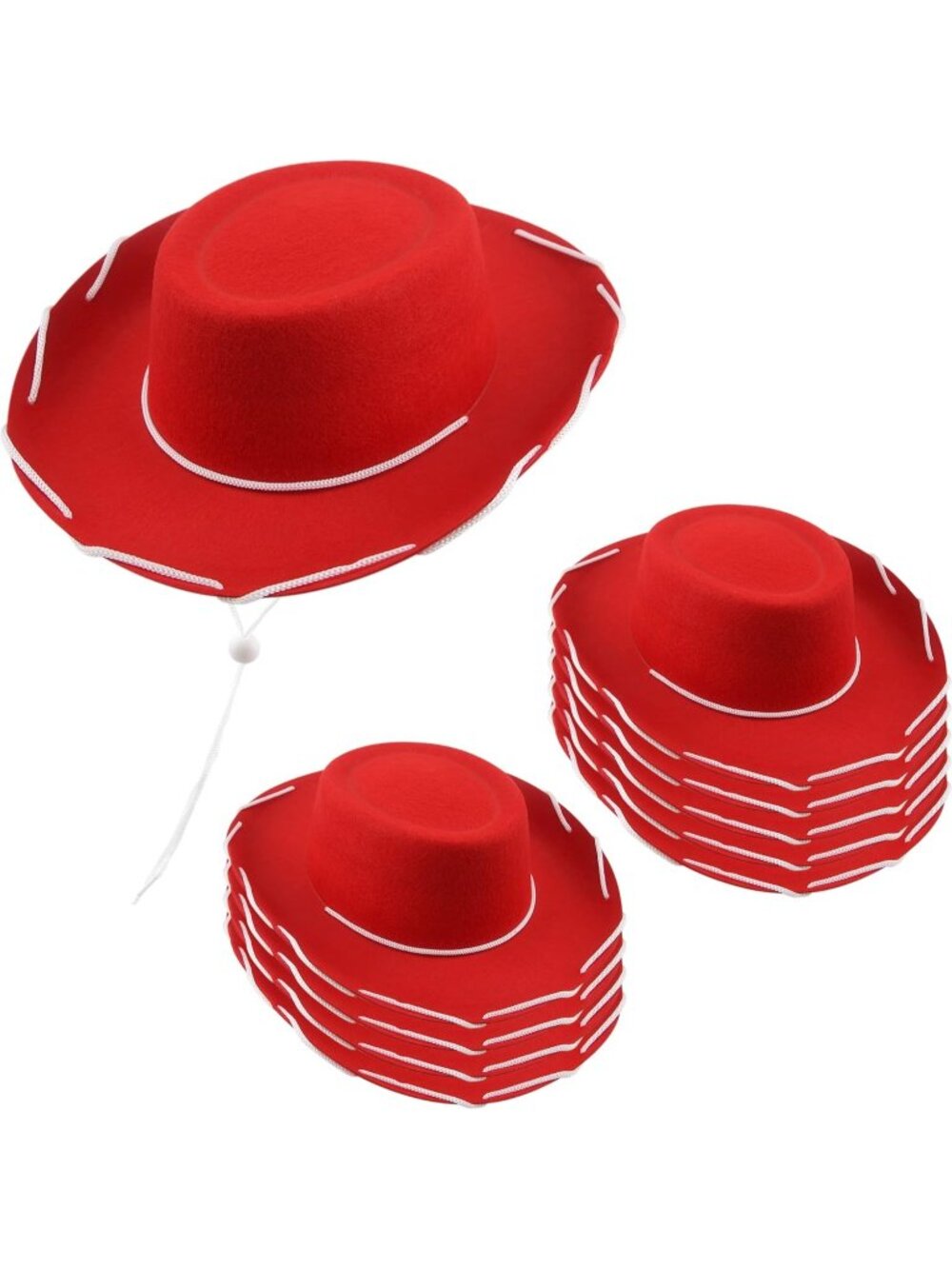 Kids Red Felt Western Costume Cowboy Cowgirl Hats 8 Pack